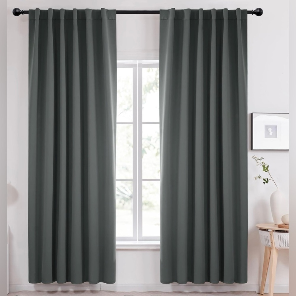 Grey window 2 panel blackout curtains new